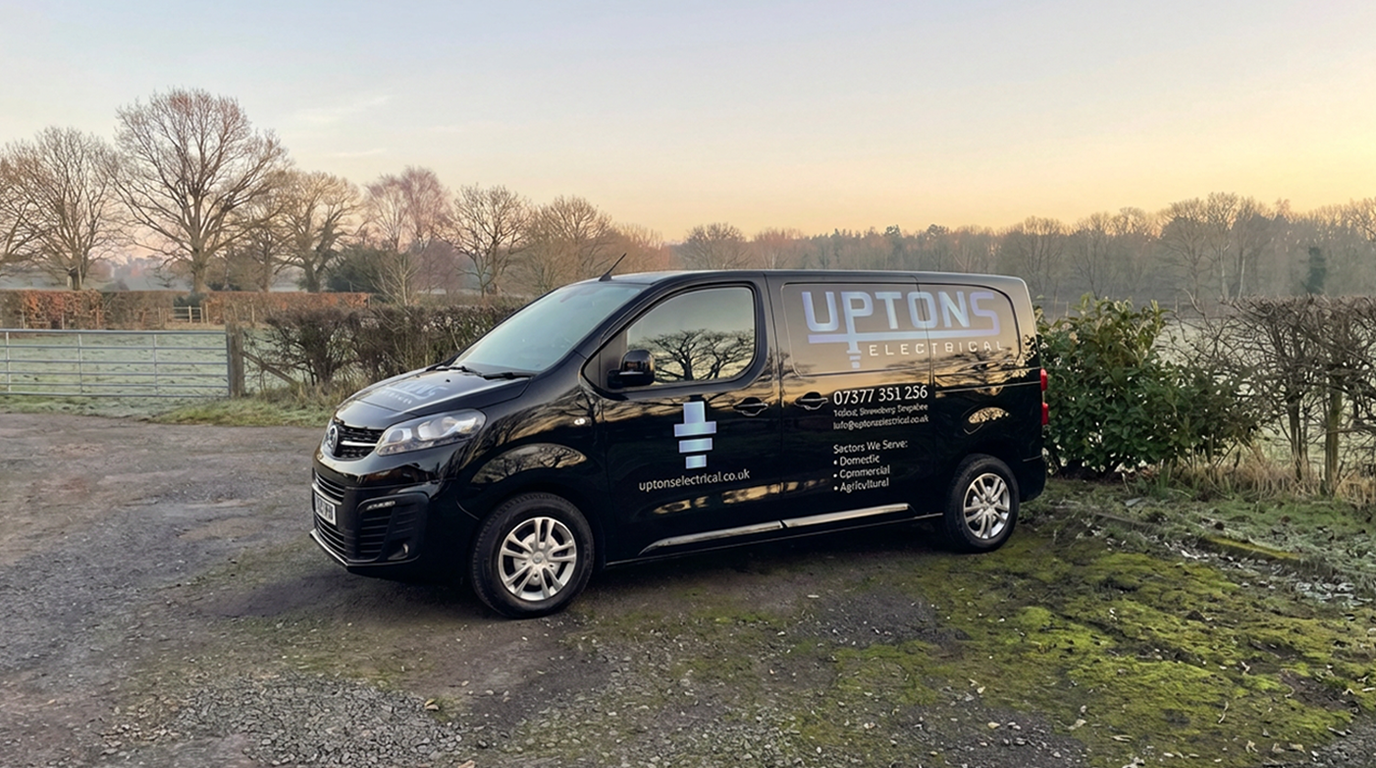 Upton's Electrical branded van — serving Market Drayton and North Shropshire